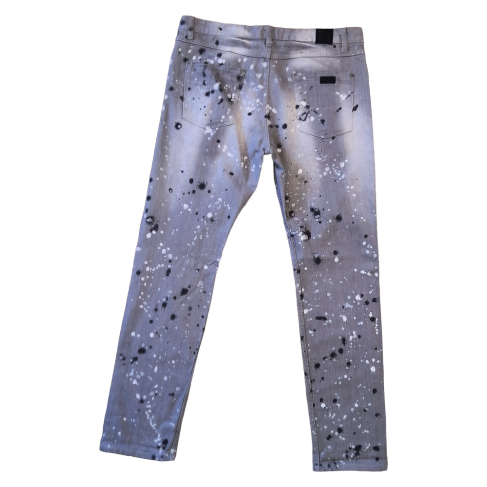 Born Fly Jeans Men's Size 40 Gray Denim Button Fly Straight Leg Paint Splatter - Picture 6 of 16